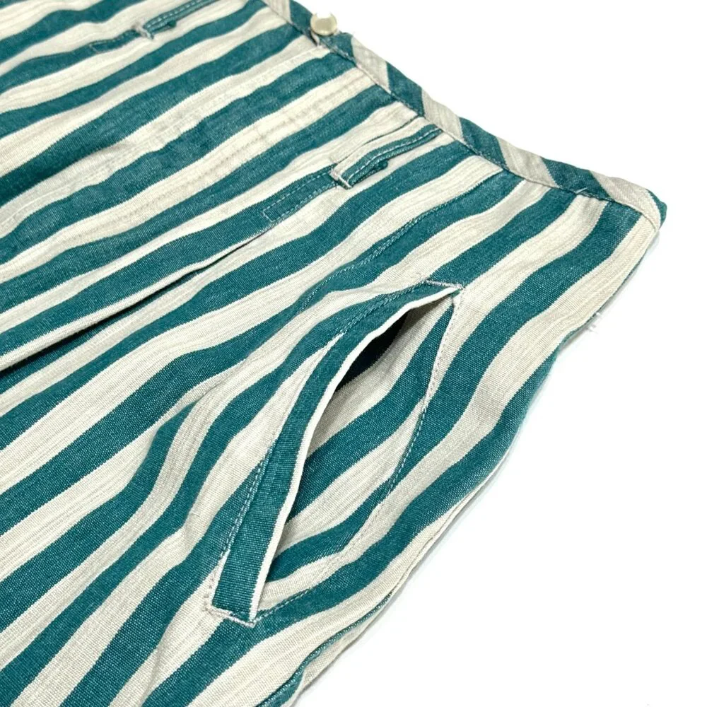 Vintage 80s Esprit Sport Denim Pencil Skirt Vertical Stripe Green White Pockets - Picture 7 of 15